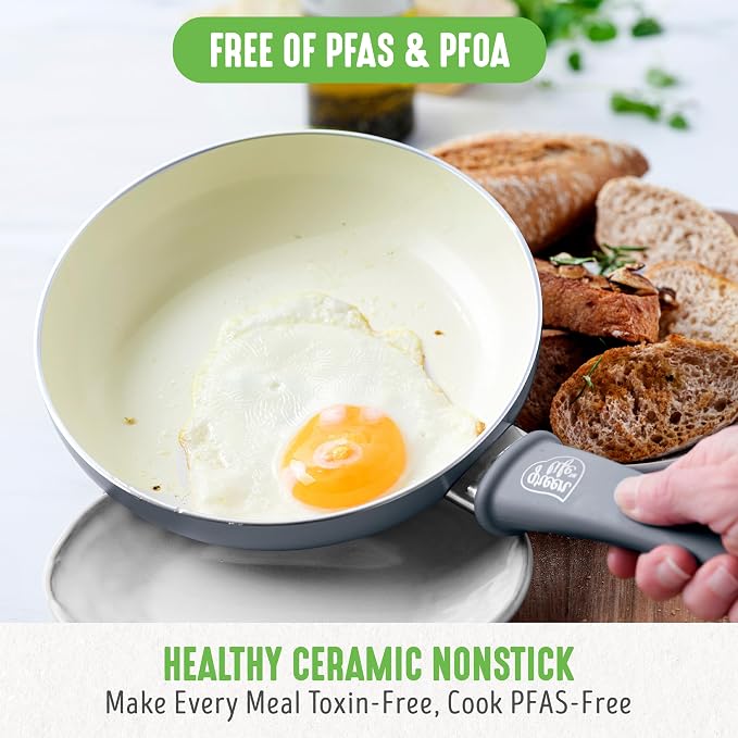 GreenLife Soft Grip Healthy Ceramic Nonstick 18 Piece Kitchen Cookware Pots and - Image 2