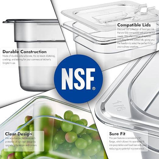 CURTA 6-Pack 1/6 Size 4" Deep NSF Polycarbonate Food Pans | Dishwasher & - Image 7