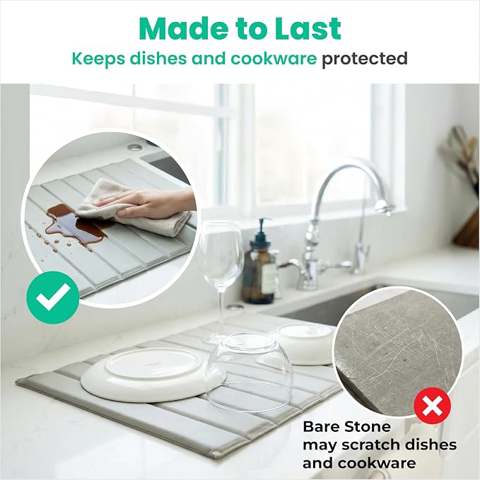 25" x 15" Large Stone Dish Drying Mat - Image 4
