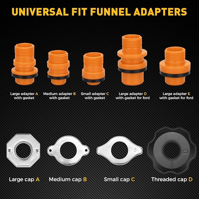 20-Piece No-Spill Coolant Funnel Kit, Cooling System Funnels Kits, Spill Proof - Image 2