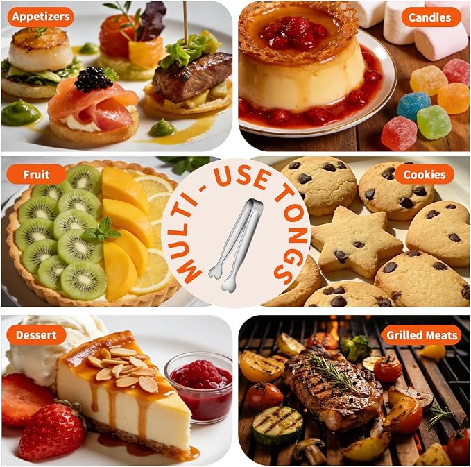 6 Pcs Mini Serving Tongs, 4.3 Inch Heart-Shaped Small Ice Tongs, Food Grade - Image 5