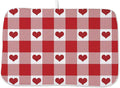 Happy Valentines Day Dish Drying Mat 18 x 24 inch Red Checkered Love Hearts by AEIOAE
