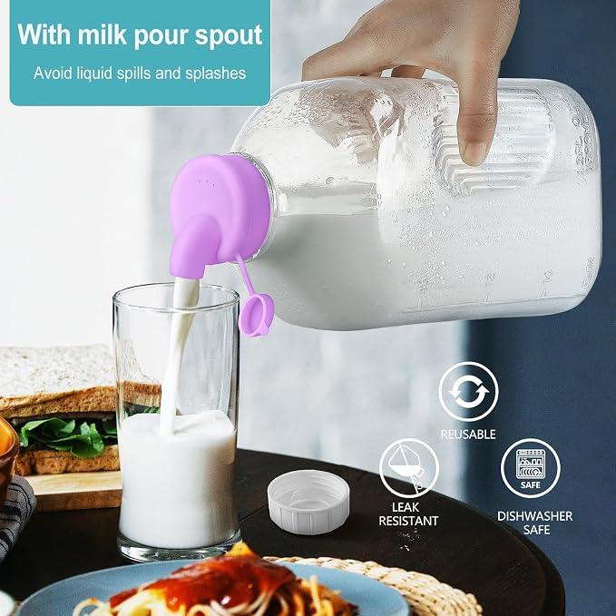 Ritayedet 3 Pack 64 Oz Heavy Duty Glass Milk Bottle - Image 3