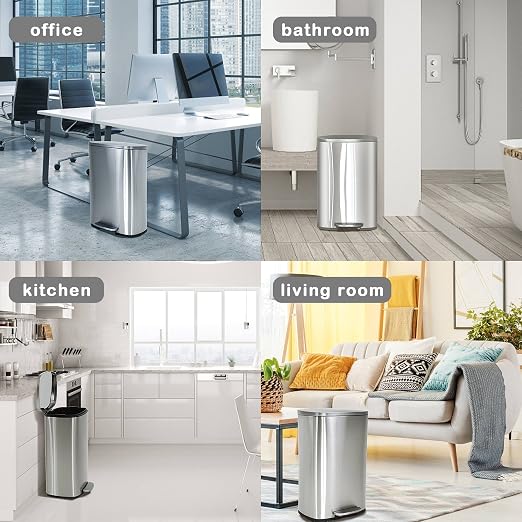 50 Liter / 13 Gallon Kitchen Trash Can, Stainless Steel - Image 7