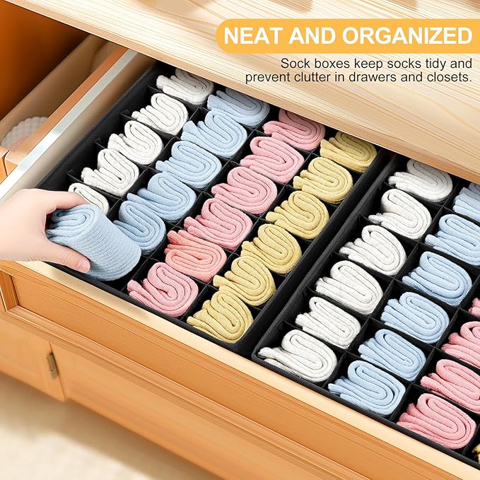 Joyoldelf Sock Drawer Organizer Divider Underwear Organizer 24-cell Fabric - Image 3