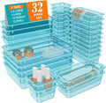 WOWBOX 32 PCS Plastic Drawer Organizer Set, 4 Sizes Desk Drawer Organization by WOWBOX