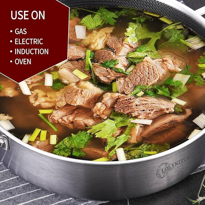 LOLYKITCH 6QT Tri-Ply Stainless Steel Sauté Pan - Image 3