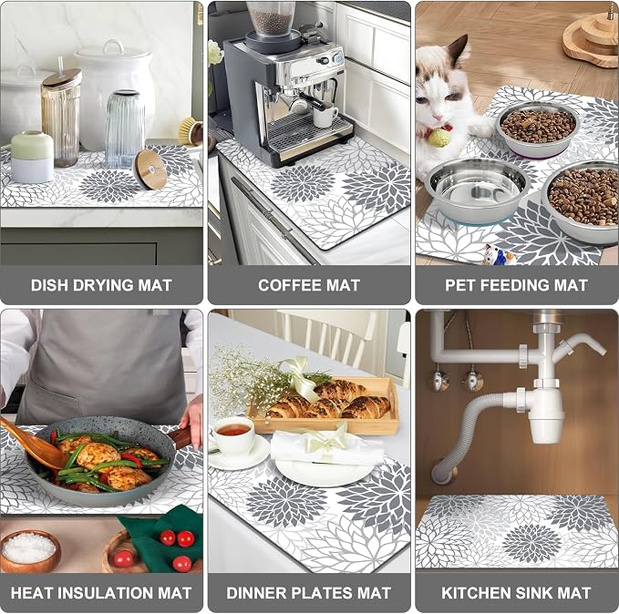 Findosom 2PCS 16" x 24" Dish Drying Mat & 24" x 5.5" Sink Splash Guard - Image 6