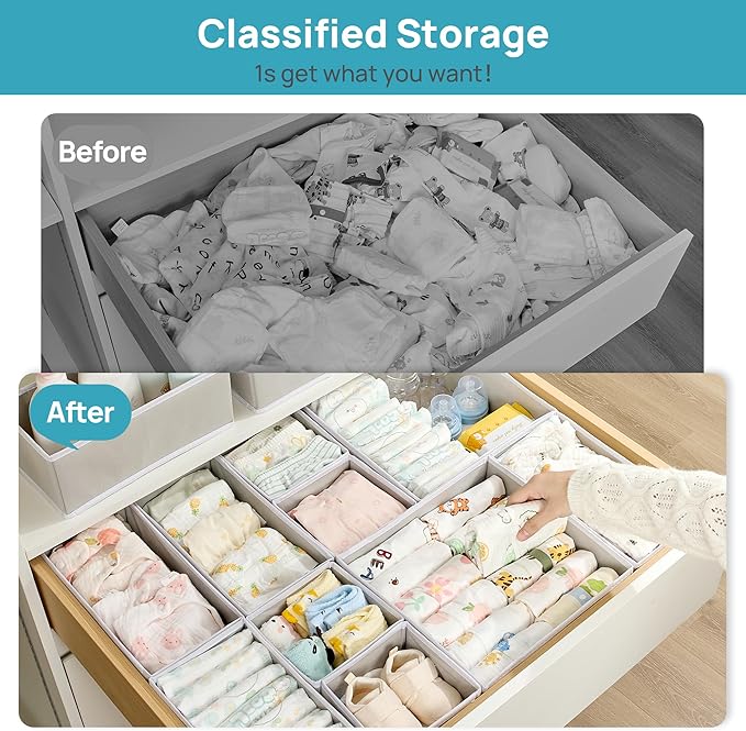 Vtopmart 18 Pack Baby Clothes Organizer, Dresser Drawer Organizer - Image 2