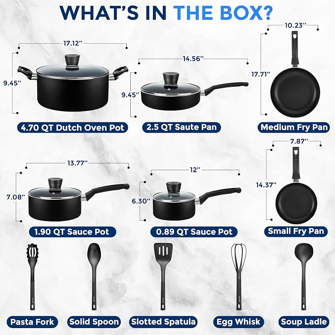 SereneLife Kitchenware Pots & Pans Basic Kitchen Cookware, Heat Resistant - Image 3