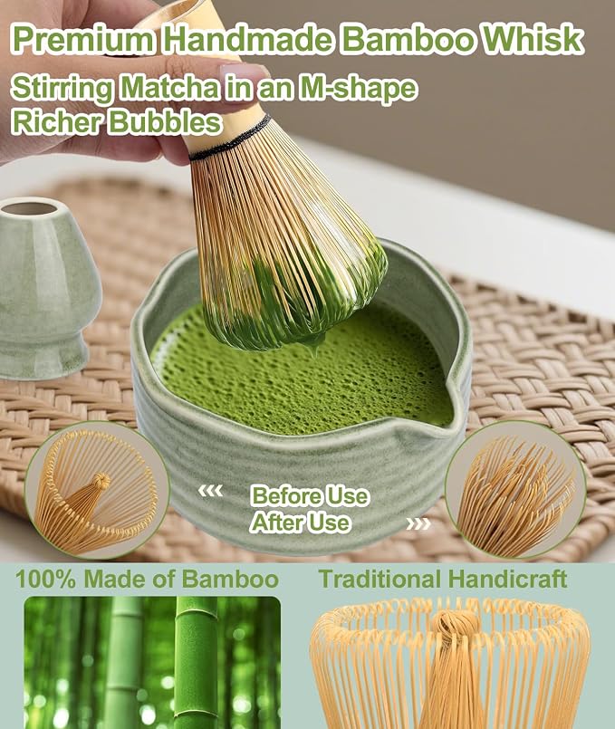 JBER Matcha Whisk Set, Ceramic Matcha Set Includes Matcha Bowl, Matcha Whisk - Image 4