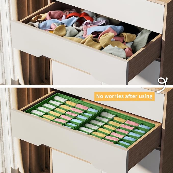 Joyoldelf Sock Drawer Organizer Divider 2 Packs Underwear Organizer, 24 Cell - Image 7