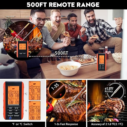 Wireless Meat Thermometer for Grilling and Smoking, Food Thermometer for BBQ - Image 3
