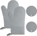 AUAUY Oven Mitts with 2 Potholders, Silicone Oven Gloves Heat Resistant 464°F by AUAUY