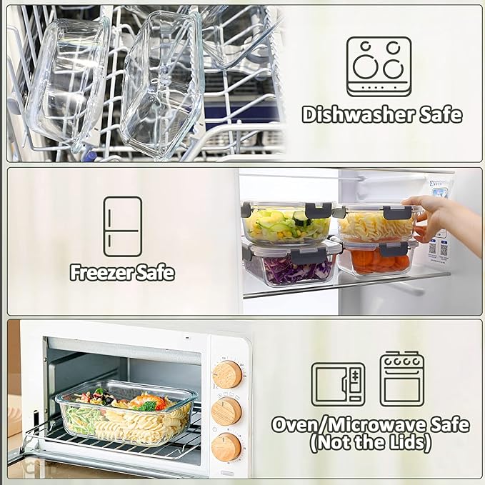 Glass Meal Prep Containers, MCIRCO Glass Food Storage Containers, Airtight - Image 4