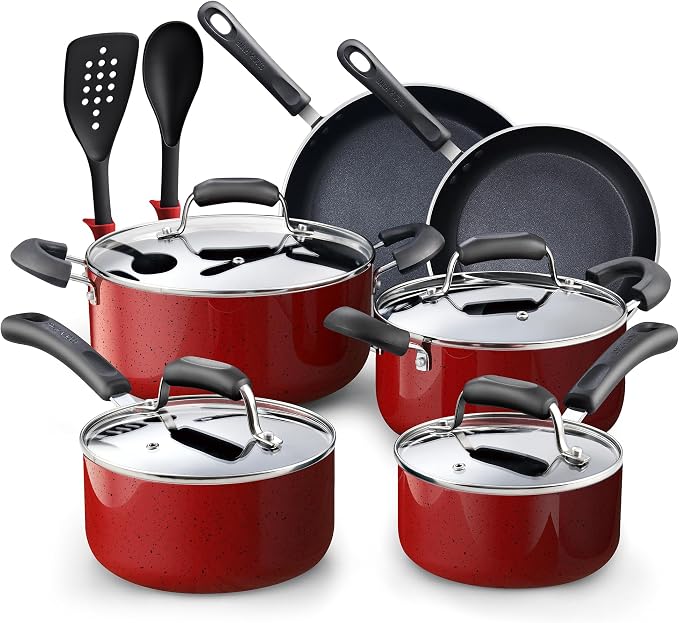 Cook N Home Pots and Pans Nonstick Cookware Set 12-Piece, Kitchen Cooking Set by CookNHome