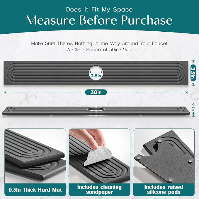 eormoe 30 inch Kitchen Faucet Absorbent Mat - Image 2