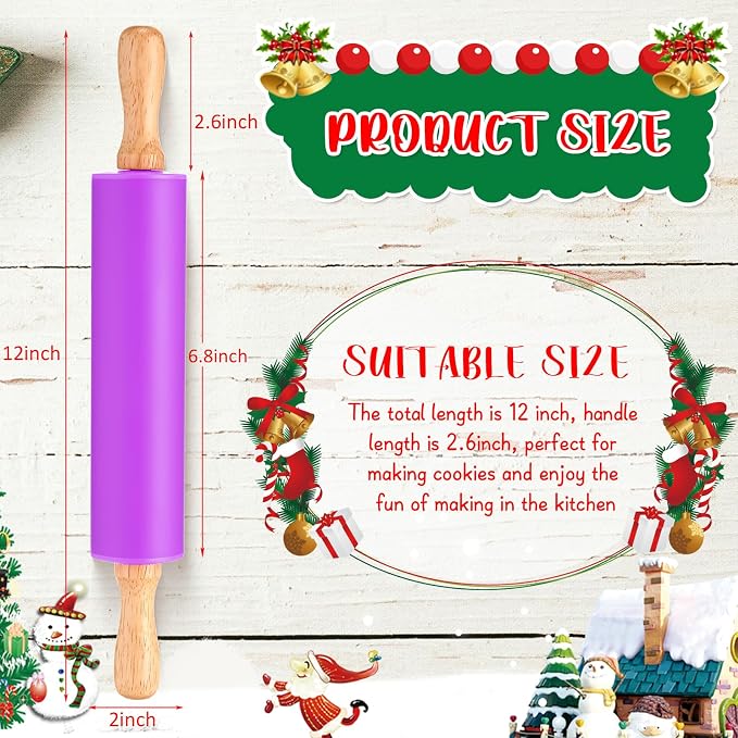 Dandat 12 Pcs Small Rolling Pin Kids 12 Inch Mini Silicone Rolling Pin - Image 2