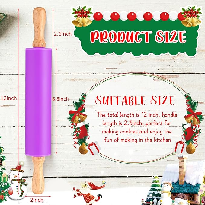 Dandat 6 Pcs Small Rolling Pin Kids 12 Inch Mini Silicone Rolling Pin - Image 2