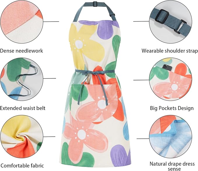 2 Pack Floral Apron for Women - Image 3