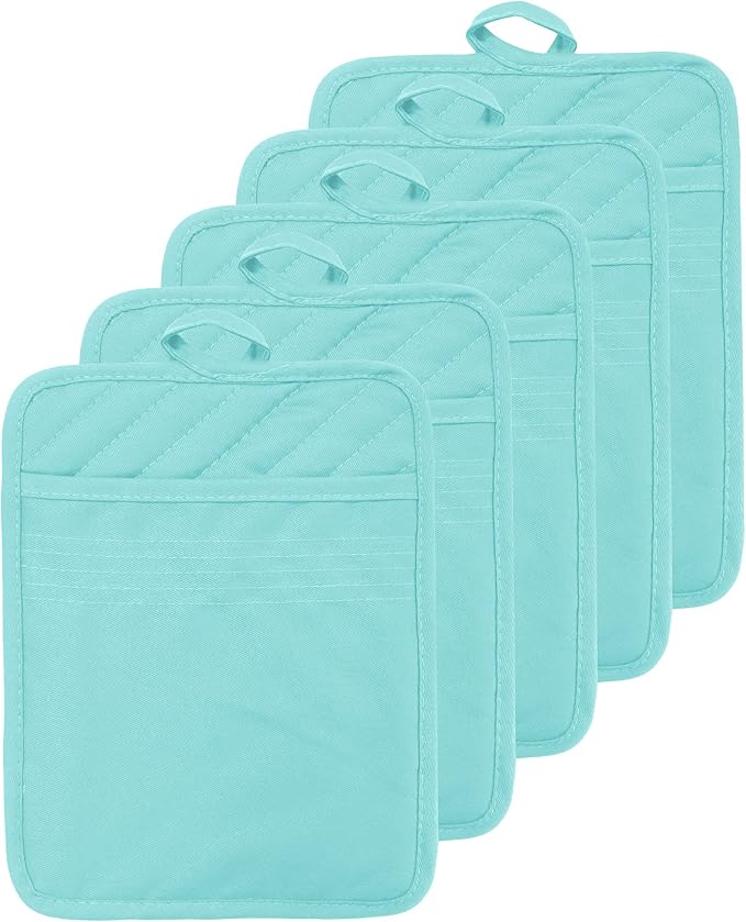 Oven Pot Holder with Pocket Cotton Heat Resistant Coaster Potholder Kitchen Hot by VEIKERY