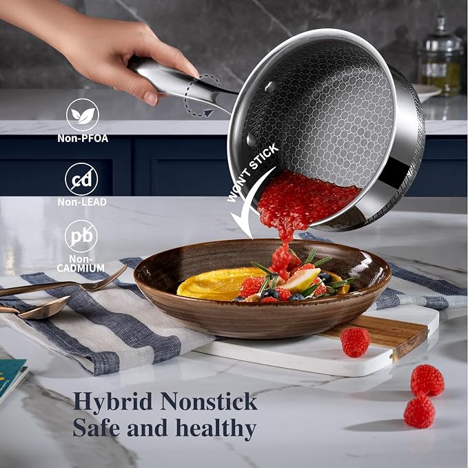 Hybrid Nonstick Pot Set, Stainless steel pot, 1.5QT sauce pan, 2 and 5 QT Stock - Image 3