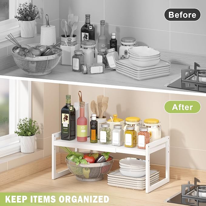 DOLALIKE Expandable Kitchen Countertop Organizer, Stackable Cabinet Shelf - Image 6