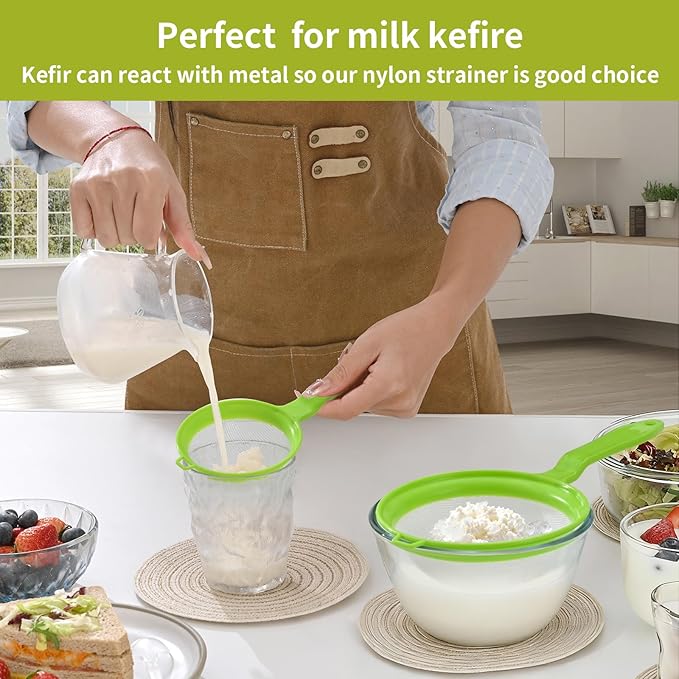 Luckyiren Kefir Strainer Set, 2-Size Plastic Non-Metal Sieve - Image 4