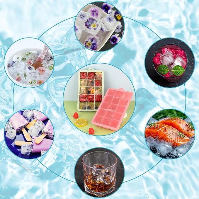 HUAKENER 2 Pack Silicone Ice Cube Tray, Medium Size Ice Cube Trays - Image 5
