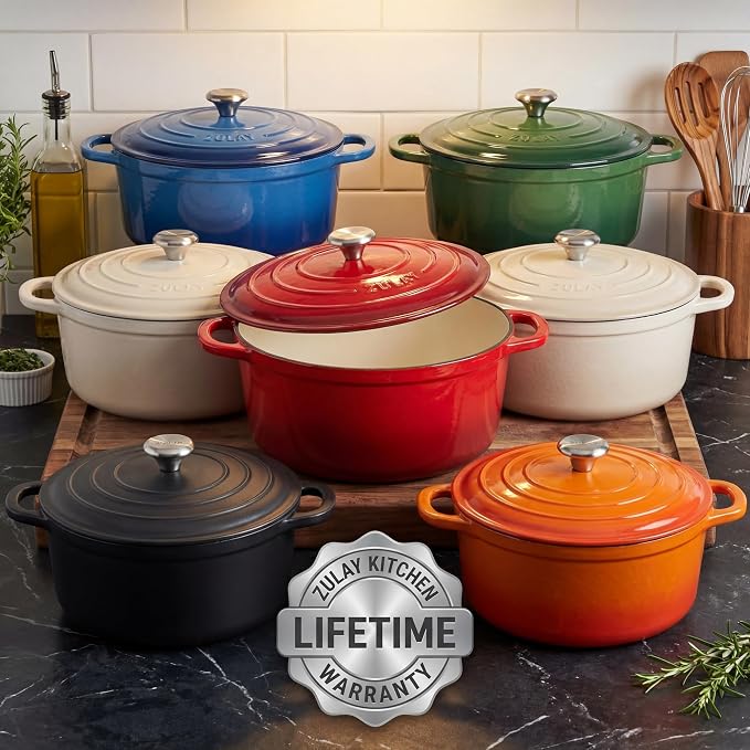 Zulay Kitchen 7.7 Quart Enameled Cast Iron Dutch Oven Pot - Image 8