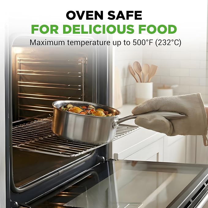 NutriChef 8-Piece Triply Cookware Set Stainless Steel - Image 4