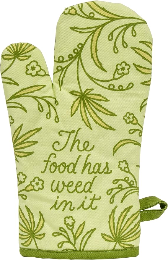 Blue Q Food Has Weed in It Funny Oven Mitts by BlueQ