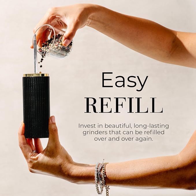 Wooden Salt and Pepper Grinder Set – Refillable Manual Salt and Pepper Mills - Image 6