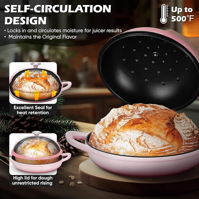 Bread Dutch Oven for Sourdough Baking, Joyfair Enameled Cast Iron Dutch Oven Pot - Image 3