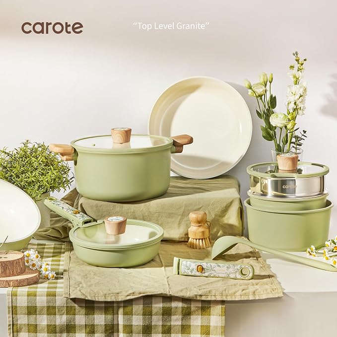 CAROTE 25-Piece Ceramic Cookware Set, Nonstick Pots and Pans Set - Image 9