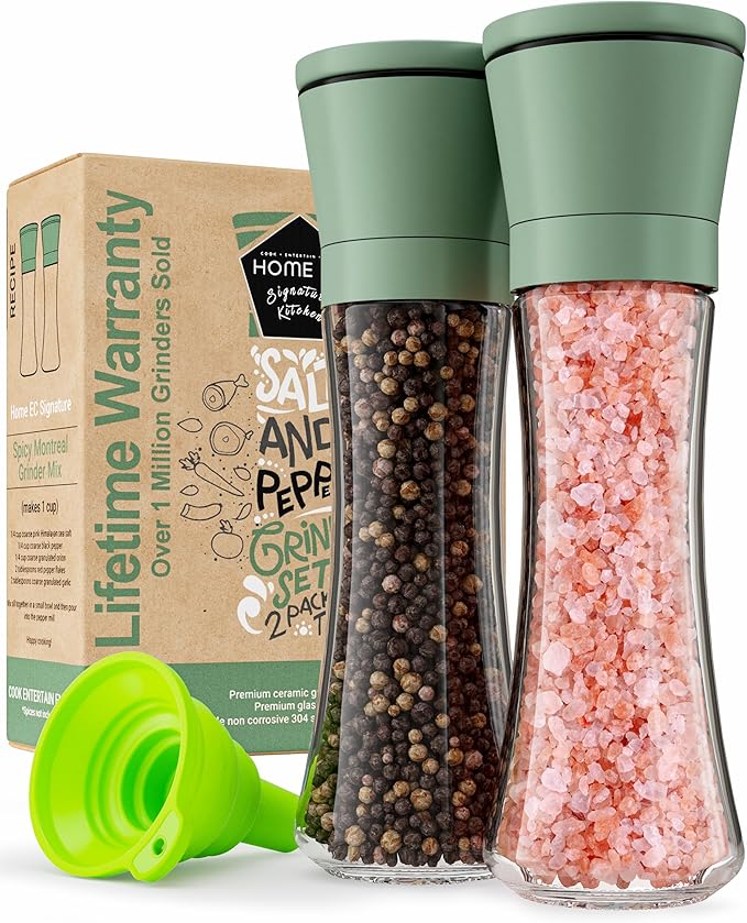 Home EC Premium Green Sea Salt and Pepper Grinder Set of 2 by HOMEEC