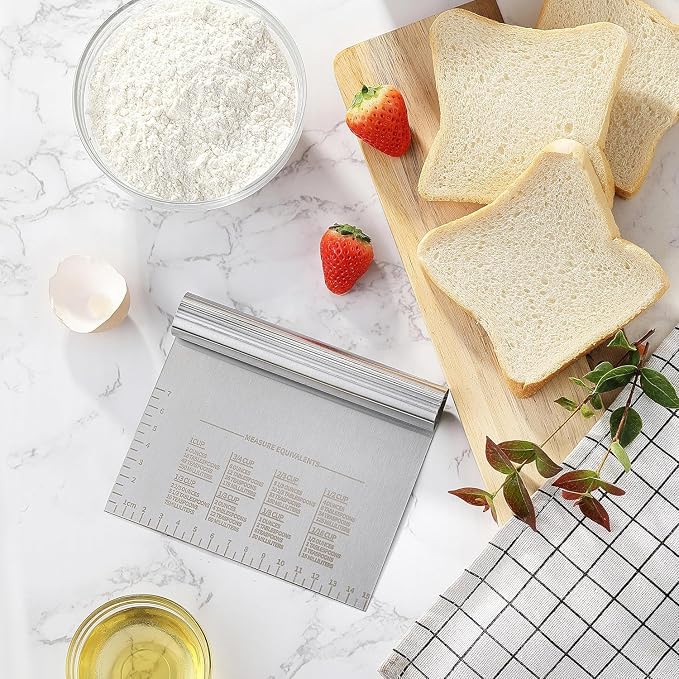 BOORIKA Dough Scraper & Bench Scraper Kitchen – Stainless Steel Sourdough Tools - Image 7