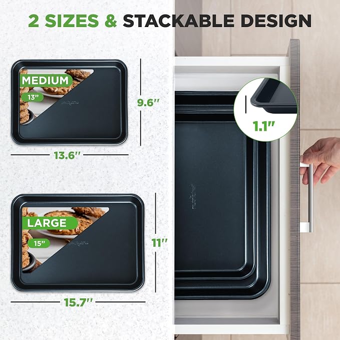 NutriChef 2-Piece Baking Sheet Non Stick - Image 3