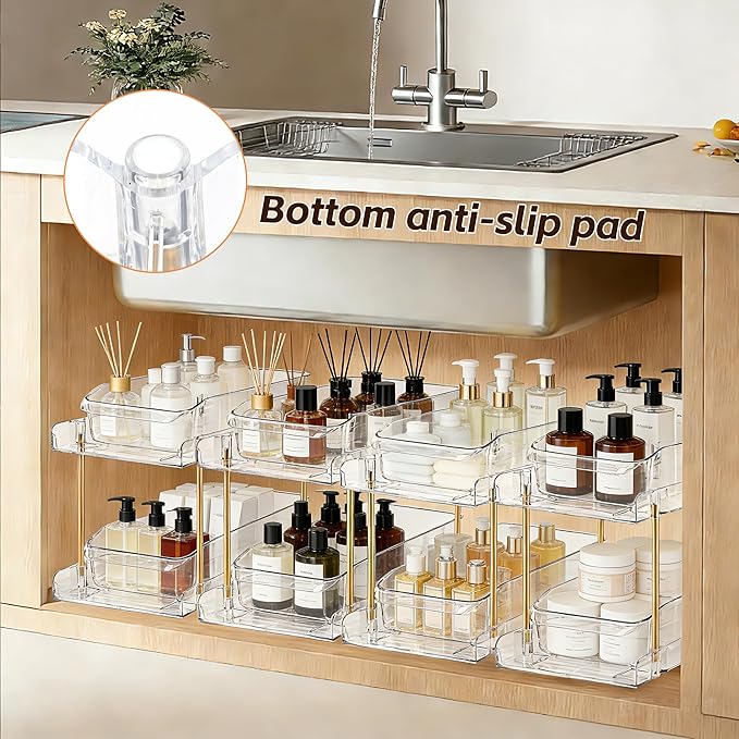 LAREKUN4pack 2-Tier Organizer & Storage Unit Stackable Bathroom Cabinet - Image 9