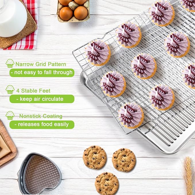 Tebery 2 Pack Heavy-Duty Wire Cooking Rack Baking Racks Fits Half Sheet Pan - Image 6