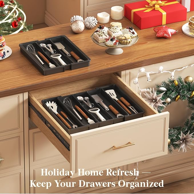Lifewit Utensil Organizer for Kitchen Drawers, Expandable Cooking Utensil Tray - Image 8