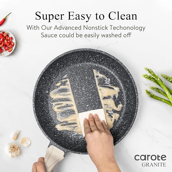 CAROTE Non Stick Frying Pan Skillet, Omelet Pan, Healthy Non Toxic Granite Chef - Image 5