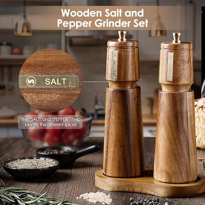 Wooden Salt and Pepper Grinder Set - Image 3