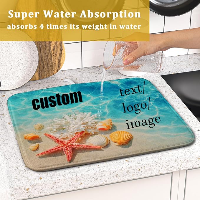 Giwawa 16"x18" Customized Dish Drying Mat Custom Image Dish Drainer Mats - Image 7