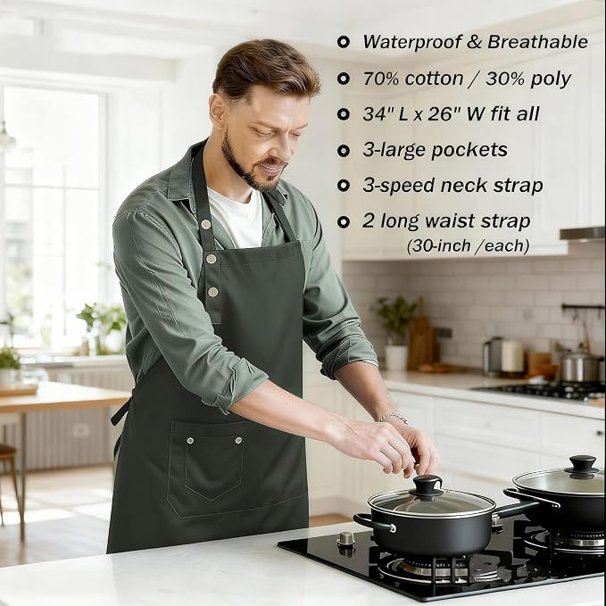 Art Aprons for Painting Pottery Ceramics, Mens Women Kitchen Cooking Aprons - Image 2