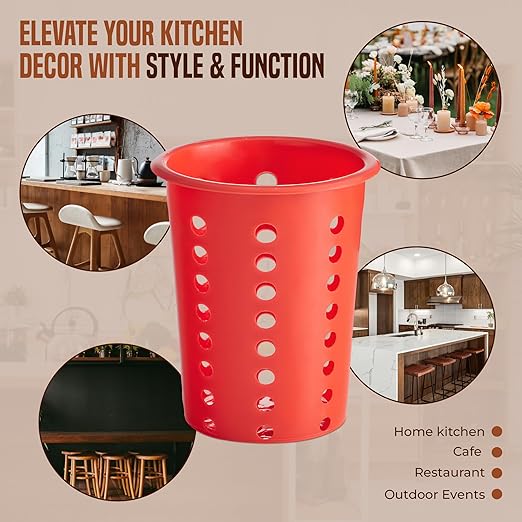 OCS Parts Perforated Utensil Drying Cups | Red | Set of 3 | Plastic Flatware - Image 6
