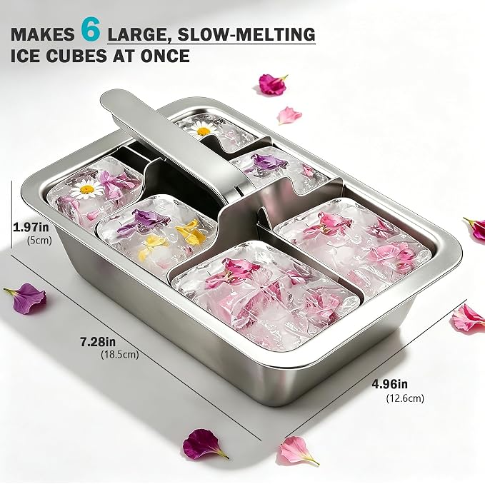 Stainless Steel Ice Cube Tray, Large Ice Cube Trays Mold - Image 5