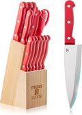 Moss & Stone 14 Pcs Knife Block Set Stainless Steel, Premium Forged Kitchen by Mossstone