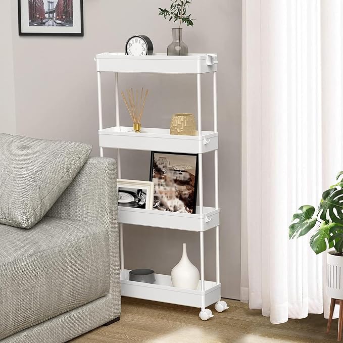 SPACELEAD 2-piece Set Slim Storage Cart 3 Tier, Bathroom Organizer Rolling - Image 4