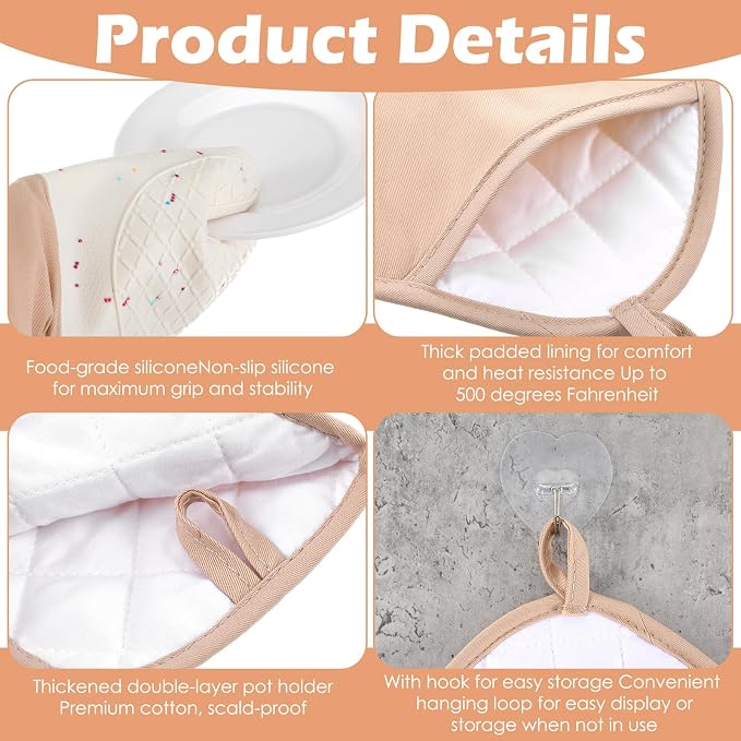10 Pcs Kitchen Oven Mitts and Potholders Set - Image 3